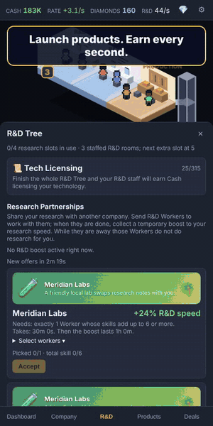 Tapping to build up a product